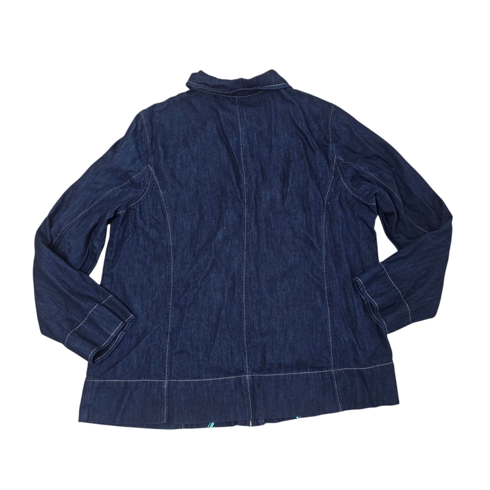 KORET Denim Top Embroidered Long Sleeve Shirt Top Size 16 W Women’s Blue - Picture 4 of 9